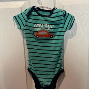 ❤️5 for 15$ Bundle: Carter’s “Cruisin’ with Mommy” Bodysuit – Green Stripe (6M)